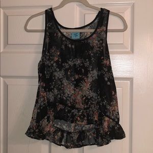 Black floral crop top